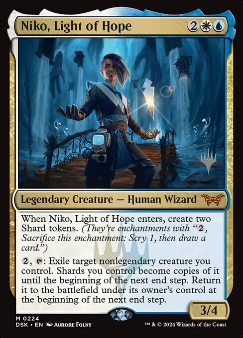 Niko, Light of Hope, carta Magic di tipo Legendary Creature — Human Wizard illustrata da Aurore Folny
