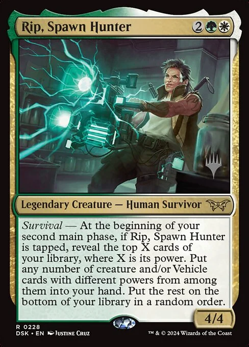 Rip, Spawn Hunter, carta Magic di tipo Legendary Creature — Human Survivor illustrata da Justine Cruz