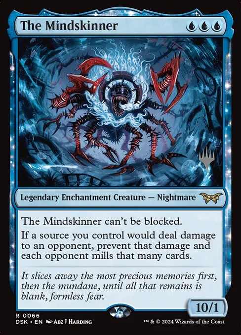 The Mindskinner, carta Magic di tipo Legendary Enchantment Creature — Nightmare illustrata da Abz J Harding