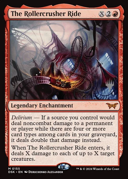 The Rollercrusher Ride, carta Magic di tipo Legendary Enchantment illustrata da Deruchenko Alexander