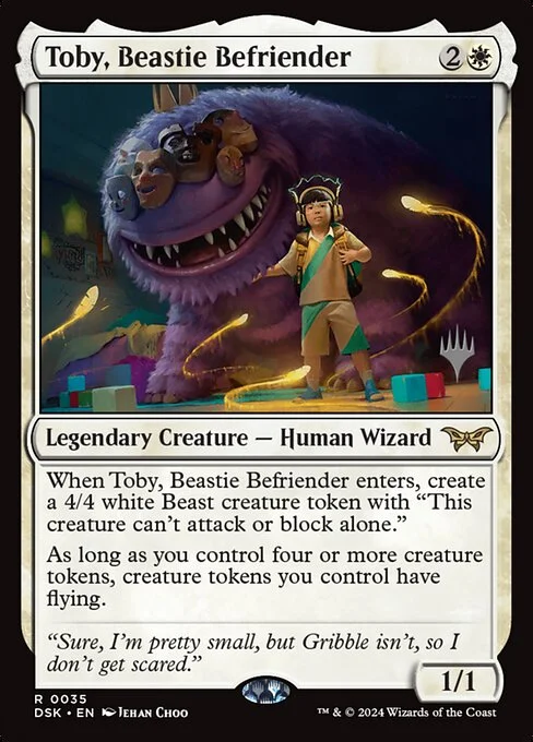 Toby, Beastie Befriender, carta Magic di tipo Legendary Creature — Human Wizard illustrata da Jehan Choo