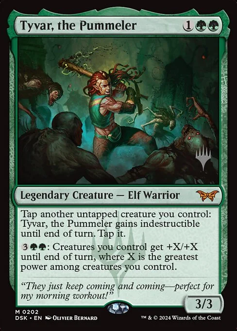 Tyvar, the Pummeler, carta Magic di tipo Legendary Creature — Elf Warrior illustrata da Olivier Bernard