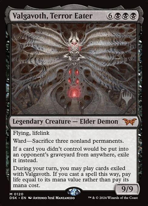 Valgavoth, Terror Eater, carta Magic di tipo Legendary Creature — Elder Demon illustrata da Antonio José Manzanedo