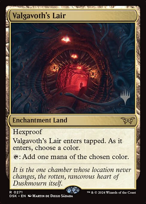 Valgavoth's Lair, carta Magic di tipo Enchantment Land illustrata da Martin de Diego Sádaba