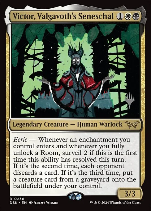 Victor, Valgavoth's Seneschal, carta Magic di tipo Legendary Creature — Human Warlock illustrata da Jeremy Wilson