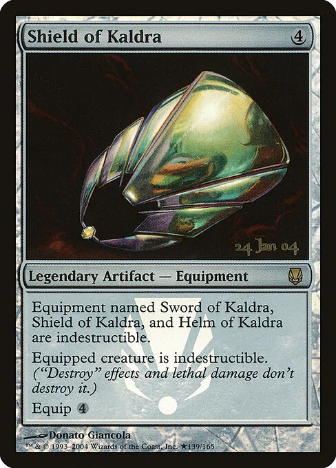 Shield of Kaldra, carta Magic di tipo Legendary Artifact — Equipment illustrata da Donato Giancola