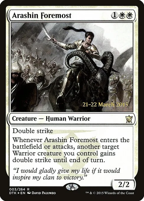 Arashin Foremost, carta Magic di tipo Creature — Human Warrior illustrata da David Palumbo