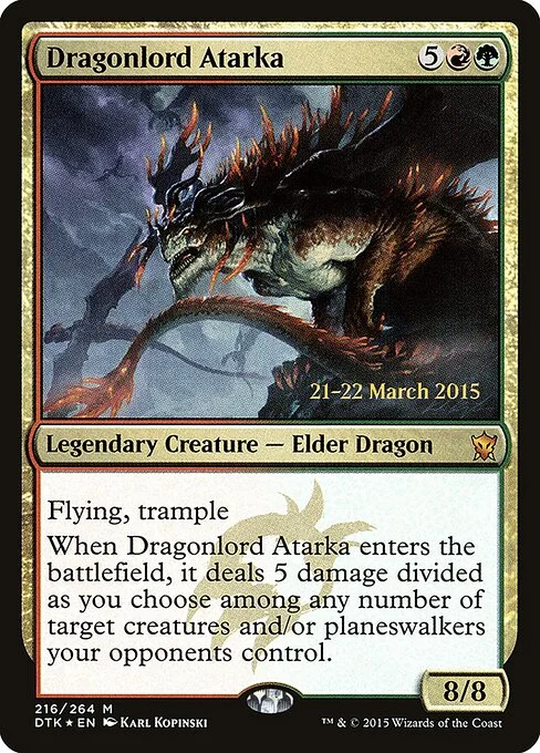 Dragonlord Atarka, carta Magic di tipo Legendary Creature — Elder Dragon illustrata da Karl Kopinski