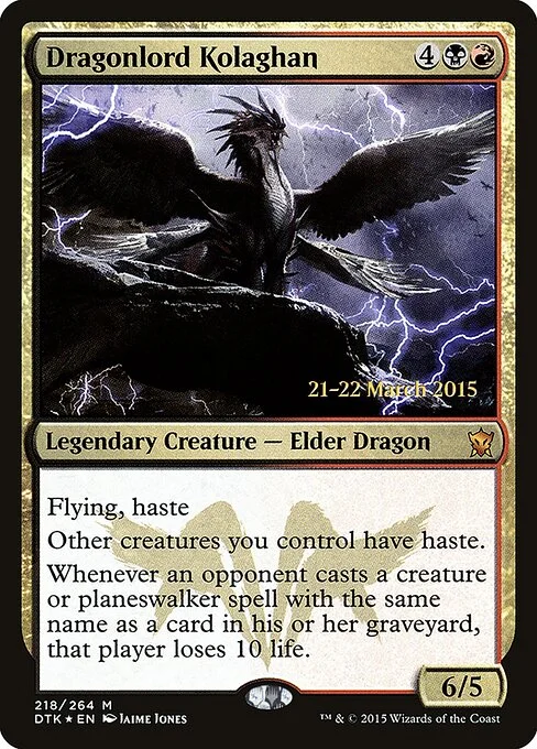 Dragonlord Kolaghan, carta Magic di tipo Legendary Creature — Elder Dragon illustrata da Jaime Jones