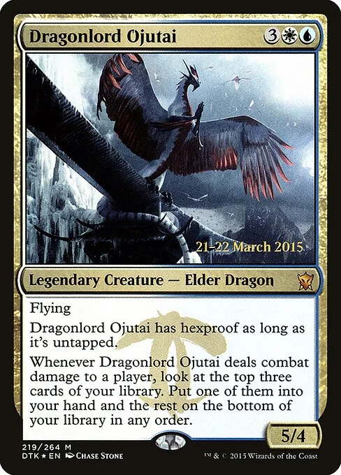 Dragonlord Ojutai, carta Magic di tipo Legendary Creature — Elder Dragon illustrata da Chase Stone
