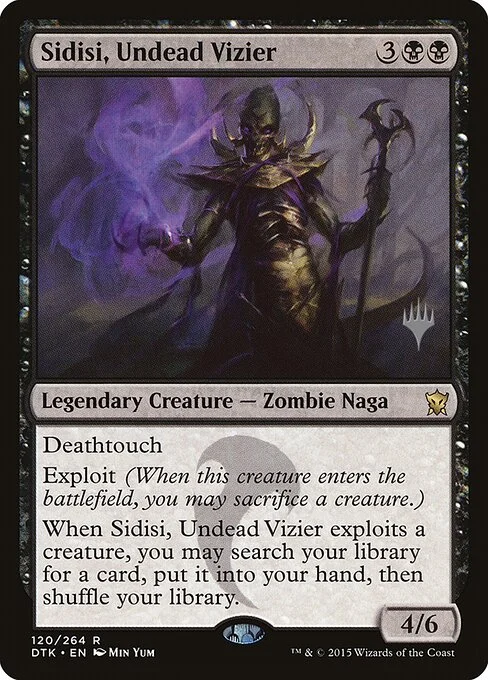 Sidisi, Undead Vizier, carta Magic di tipo Legendary Creature — Zombie Snake illustrata da Min Yum