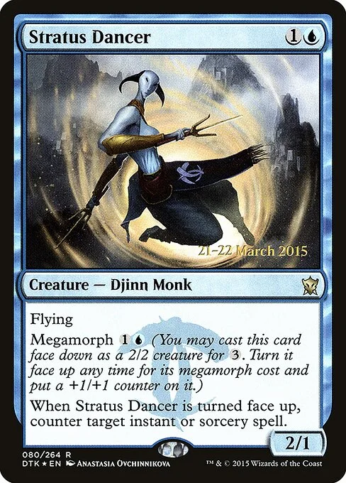 Stratus Dancer, carta Magic di tipo Creature — Djinn Monk illustrata da Anastasia Ovchinnikova