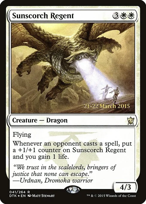 Sunscorch Regent, carta Magic di tipo Creature — Dragon illustrata da Matt Stewart