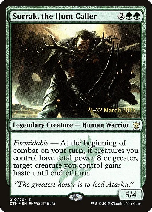 Surrak, the Hunt Caller, carta Magic di tipo Legendary Creature — Human Warrior illustrata da Wesley Burt