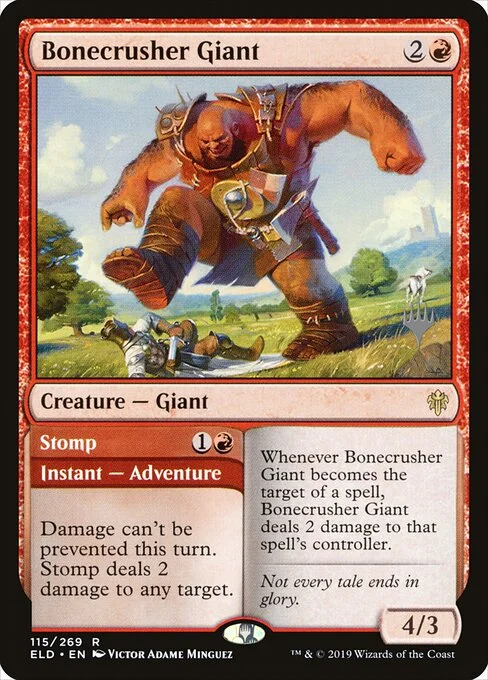 Bonecrusher Giant // Stomp, carta Magic di tipo Creature — Giant // Instant — Adventure illustrata da Victor Adame Minguez