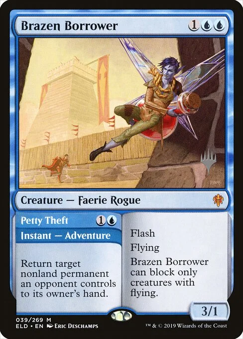 Brazen Borrower // Petty Theft, carta Magic di tipo Creature — Faerie Rogue // Instant — Adventure illustrata da Eric Deschamps