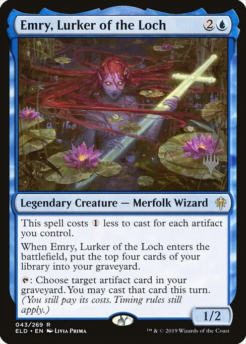 Emry, Lurker of the Loch, carta Magic di tipo Legendary Creature — Merfolk Wizard illustrata da Livia Prima