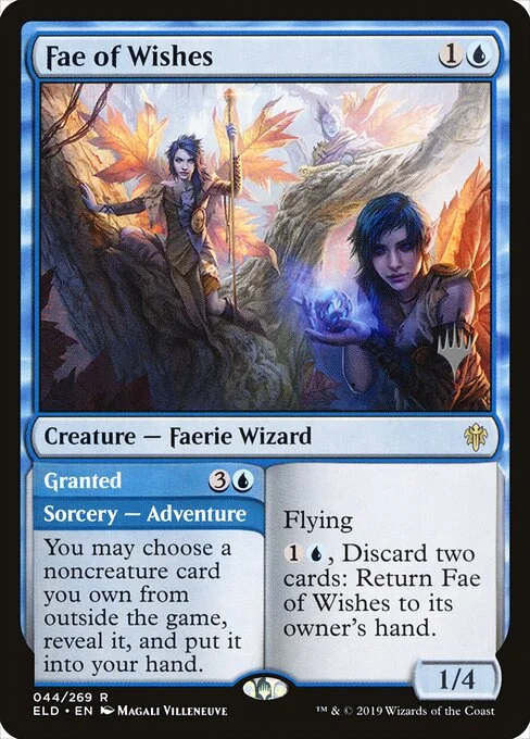 Fae of Wishes // Granted, carta Magic di tipo Creature — Faerie Wizard // Sorcery — Adventure illustrata da Magali Villeneuve