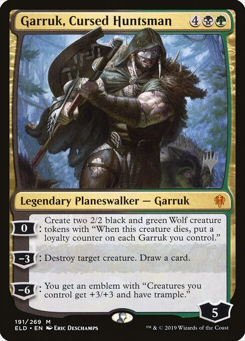 Garruk, Cursed Huntsman, carta Magic di tipo Legendary Planeswalker — Garruk illustrata da Eric Deschamps