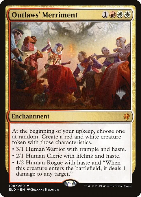 Outlaws' Merriment, carta Magic di tipo Enchantment illustrata da Suzanne Helmigh