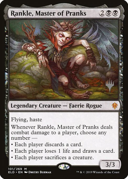 Rankle, Master of Pranks, carta Magic di tipo Legendary Creature — Faerie Rogue illustrata da Dmitry Burmak
