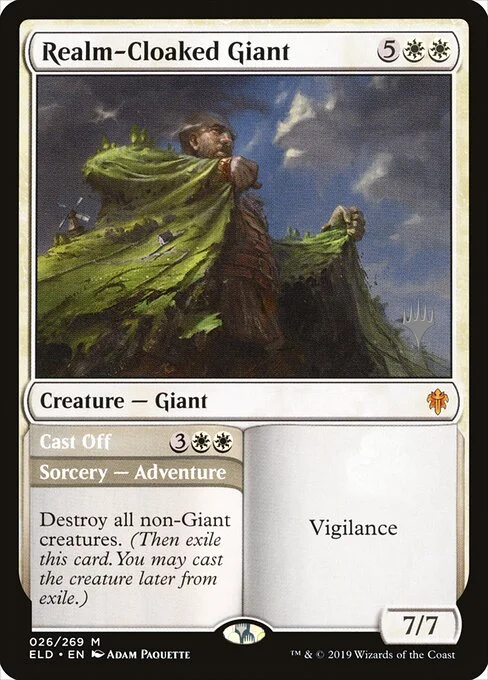 Realm-Cloaked Giant // Cast Off, carta Magic di tipo Creature — Giant // Sorcery — Adventure illustrata da Adam Paquette