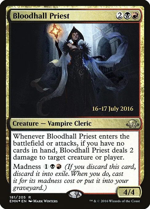 Bloodhall Priest, carta Magic di tipo Creature — Vampire Cleric illustrata da Mark Winters