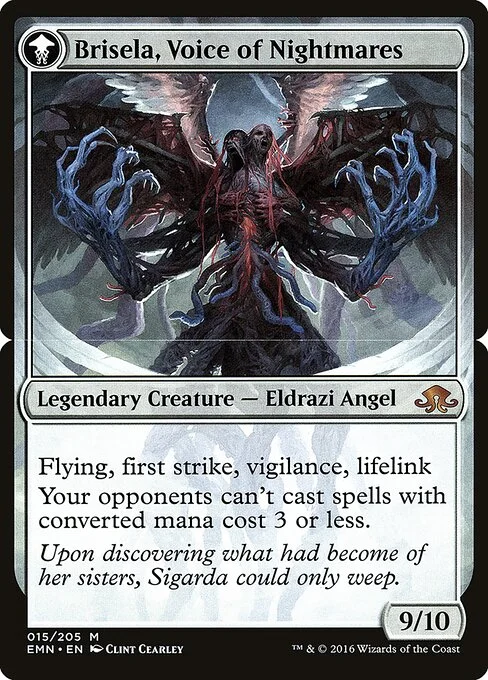 Brisela, Voice of Nightmares, carta Magic di tipo Legendary Creature — Eldrazi Angel illustrata da Clint Cearley
