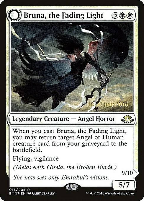 Bruna, the Fading Light, carta Magic di tipo Legendary Creature — Angel Horror illustrata da Clint Cearley