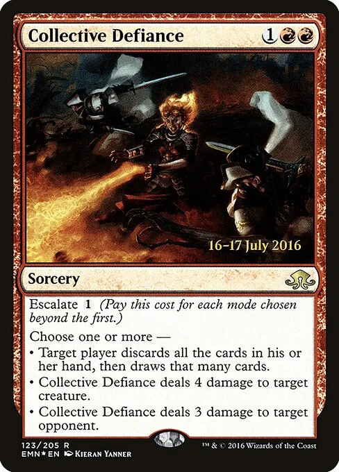 Collective Defiance, carta Magic di tipo Sorcery illustrata da Kieran Yanner