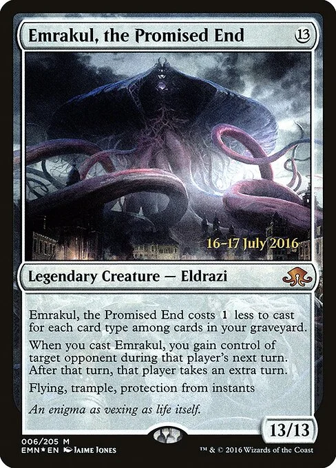 Emrakul, the Promised End, carta Magic di tipo Legendary Creature — Eldrazi illustrata da Jaime Jones