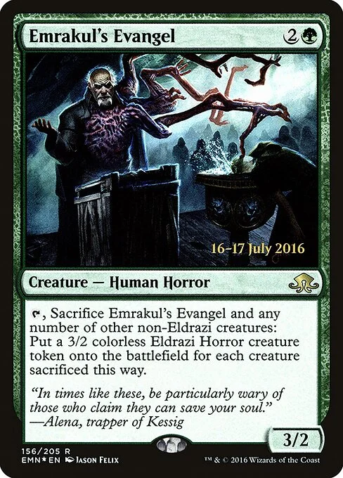 Emrakul's Evangel, carta Magic di tipo Creature — Human Horror illustrata da Jason Felix