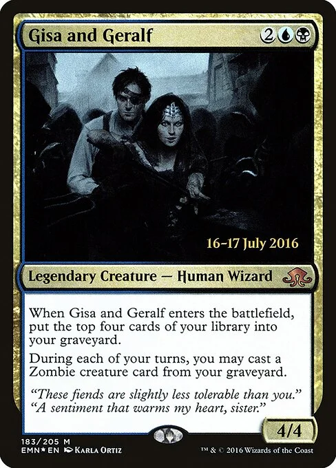 Gisa and Geralf, carta Magic di tipo Legendary Creature — Human Wizard illustrata da Karla Ortiz