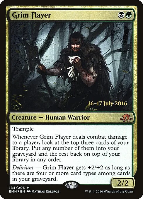 Grim Flayer, carta Magic di tipo Creature — Human Warrior illustrata da Mathias Kollros