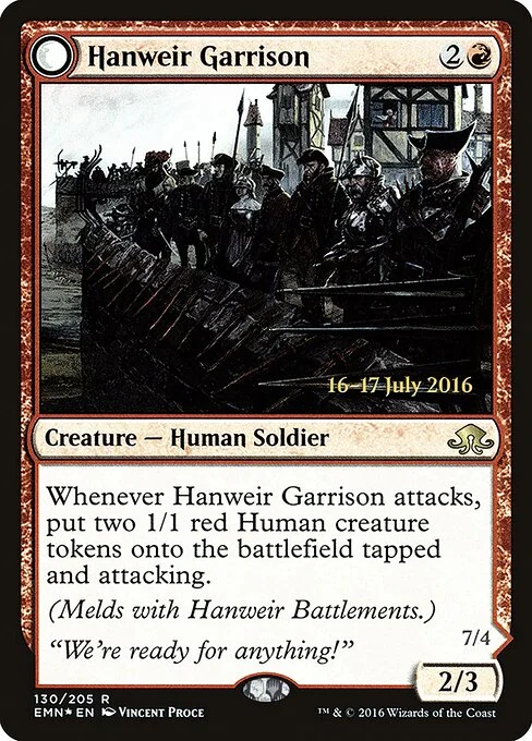 Hanweir Garrison, carta Magic di tipo Creature — Human Soldier illustrata da Vincent Proce