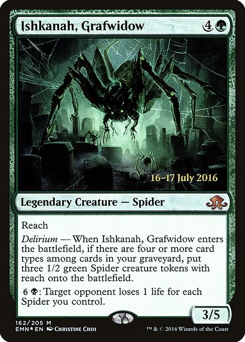 Ishkanah, Grafwidow, carta Magic di tipo Legendary Creature — Spider illustrata da Christine Choi