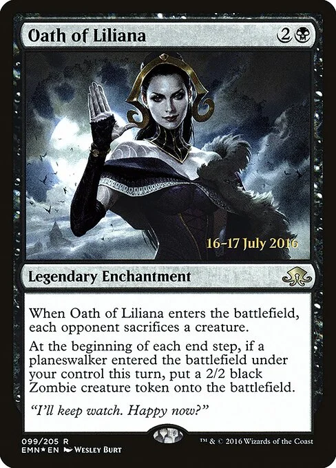 Oath of Liliana, carta Magic di tipo Legendary Enchantment illustrata da Wesley Burt