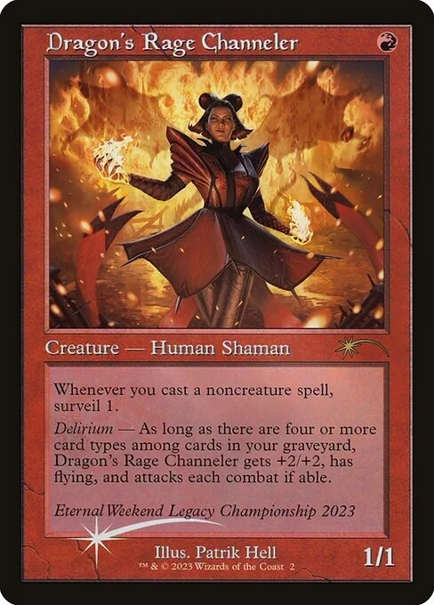 Dragon's Rage Channeler, carta Magic di tipo Creature — Human Shaman illustrata da Patrik Hell