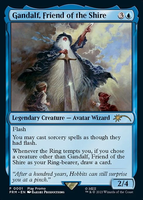 Gandalf, Friend of the Shire, carta Magic di tipo Legendary Creature — Avatar Wizard illustrata da Bakshi Productions