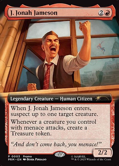 J. Jonah Jameson, carta Magic di tipo Legendary Creature — Human Citizen illustrata da Borja Pindado