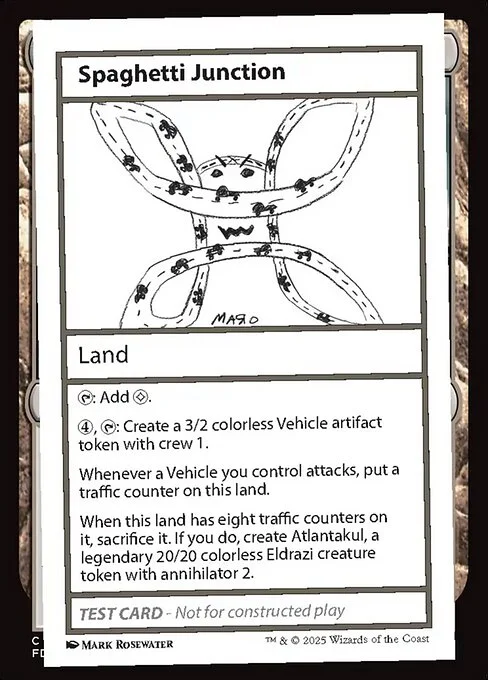 Spaghetti Junction, carta Magic di tipo Land illustrata da Mark Rosewater