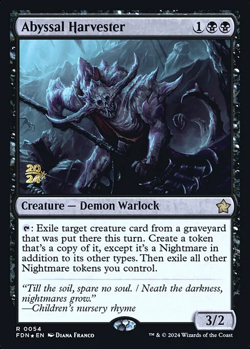 Abyssal Harvester, carta Magic di tipo Creature — Demon Warlock illustrata da Diana Franco