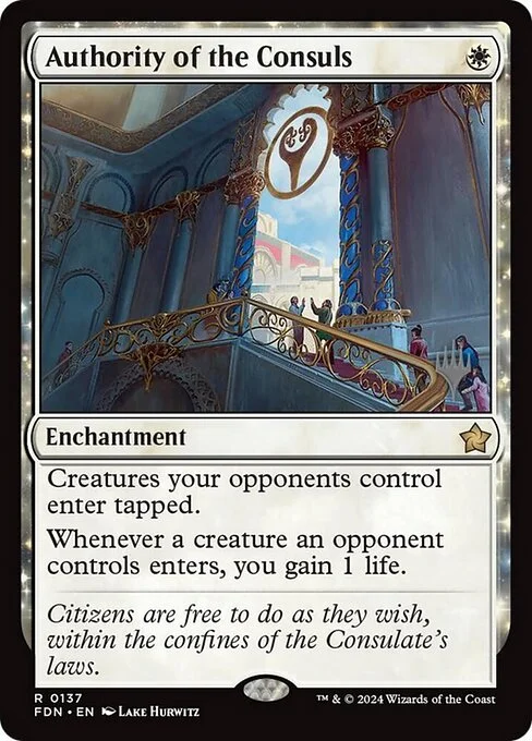 Authority of the Consuls, carta Magic di tipo Enchantment illustrata da Lake Hurwitz