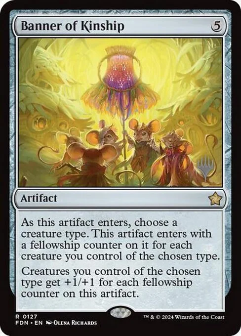 Banner of Kinship, carta Magic di tipo Artifact illustrata da Olena Richards