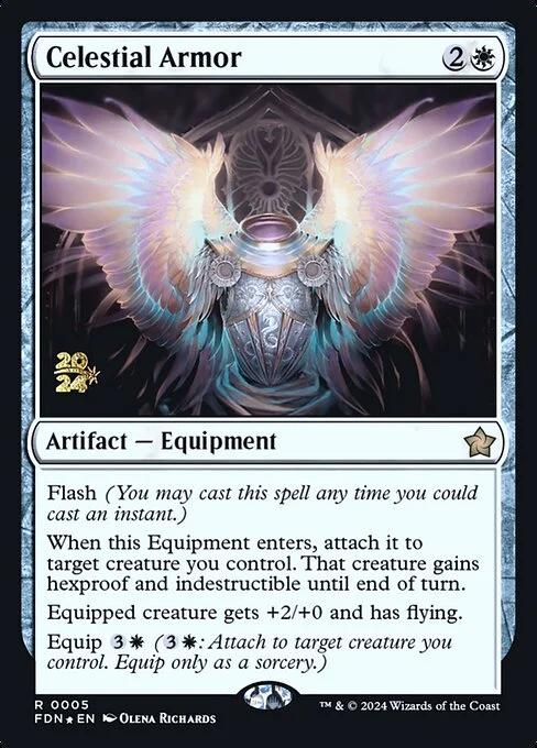 Celestial Armor, carta Magic di tipo Artifact — Equipment illustrata da Olena Richards