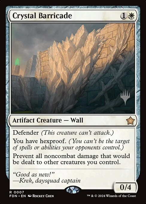 Crystal Barricade, carta Magic di tipo Artifact Creature — Wall illustrata da Rockey Chen