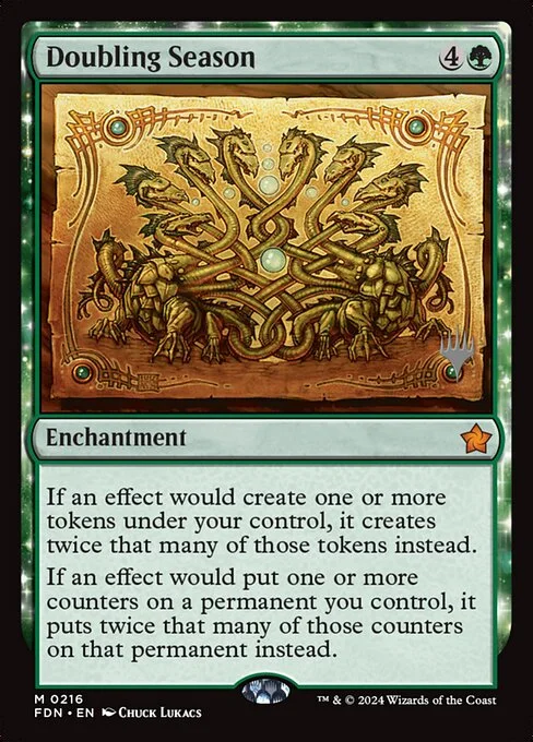 Doubling Season, carta Magic di tipo Enchantment illustrata da Chuck Lukacs