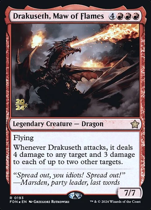 Drakuseth, Maw of Flames, carta Magic di tipo Legendary Creature — Dragon illustrata da Grzegorz Rutkowski