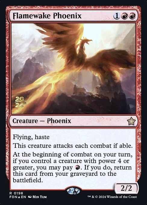 Flamewake Phoenix, carta Magic di tipo Creature — Phoenix illustrata da Min Yum