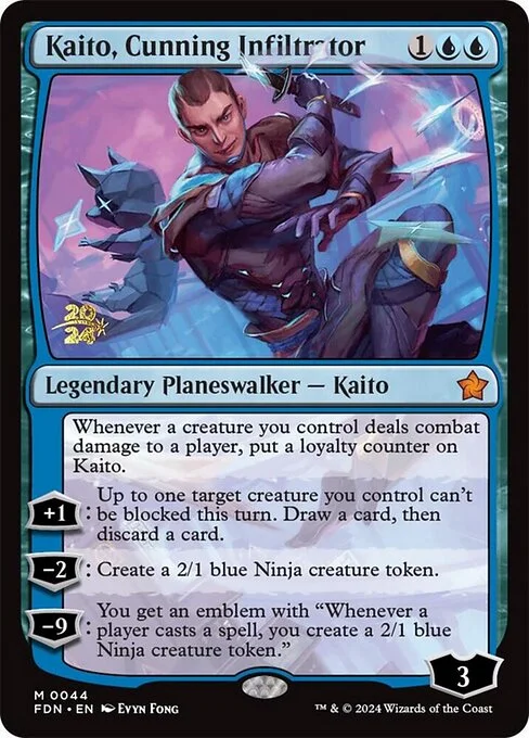 Kaito, Cunning Infiltrator, carta Magic di tipo Legendary Planeswalker — Kaito illustrata da Evyn Fong